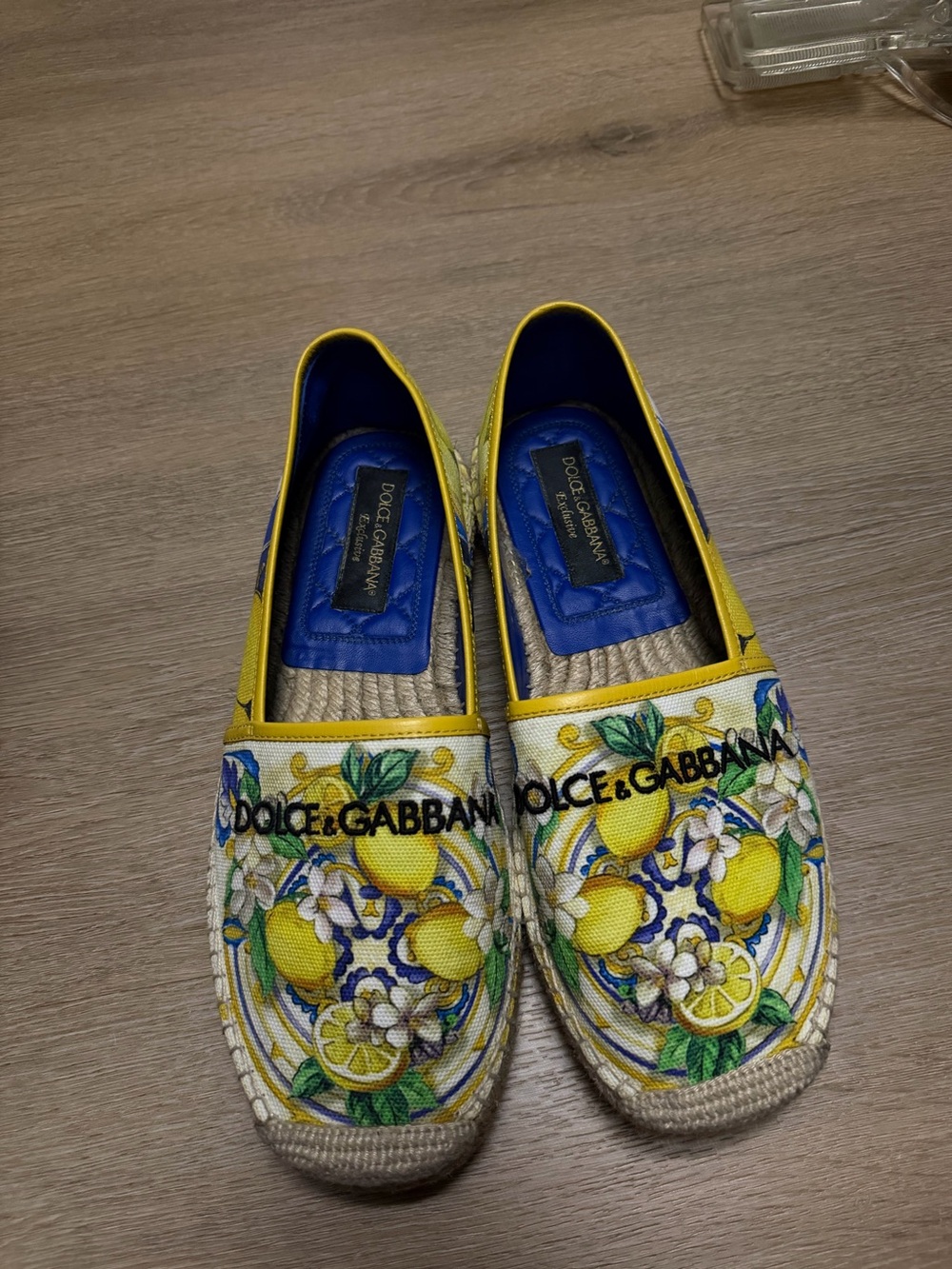 Dolce & Gabbana Lemon-Print Canvas Espadrilles in Yellow and Blue